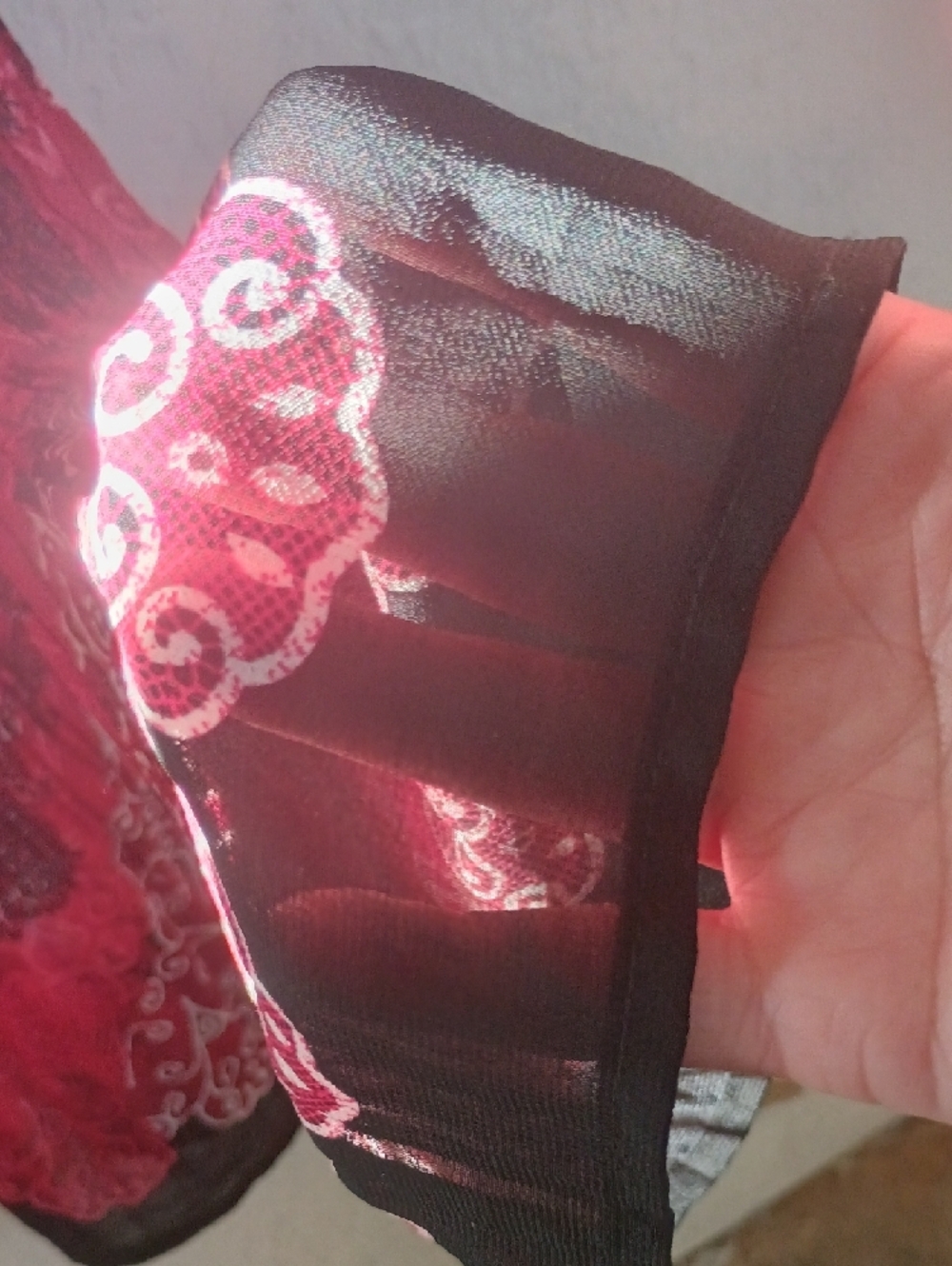 dressbarn Red V-Neck Embellished Paisley Blouse - Picture 4 of 9
